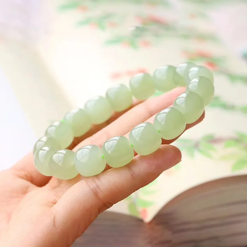 Liu Jinfu Bracelets Pale Greenish White Jade Unisex-5