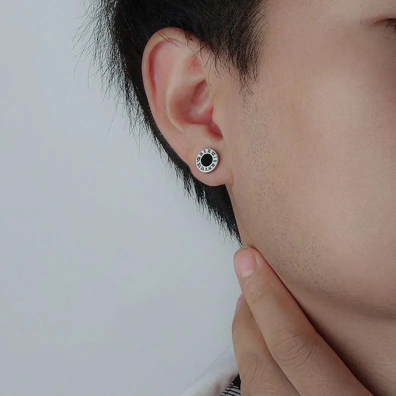 BKBU 925 Sterling Silver Titanium Steel Stud Earrings Unisex-5