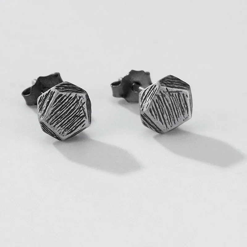BKBU 925 Sterling Silver Needle Titanium Steel Stud Earrings Unisex-2