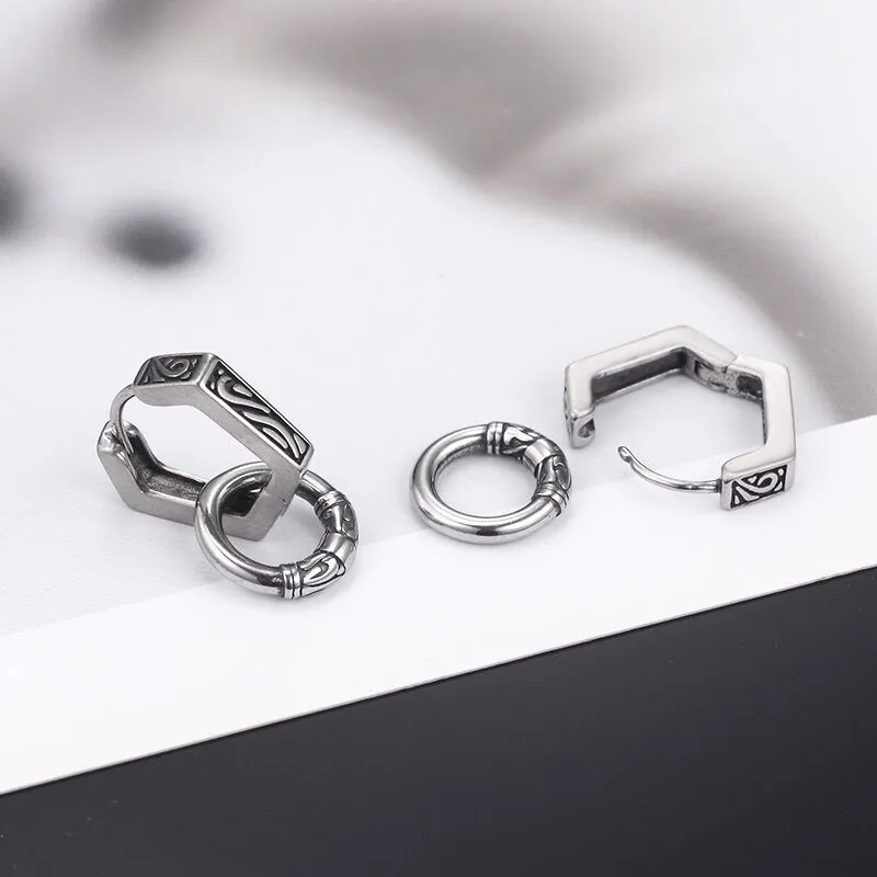 BKBU 925 Sterling Silver Needle Titanium Steel Earrings Unisex-5
