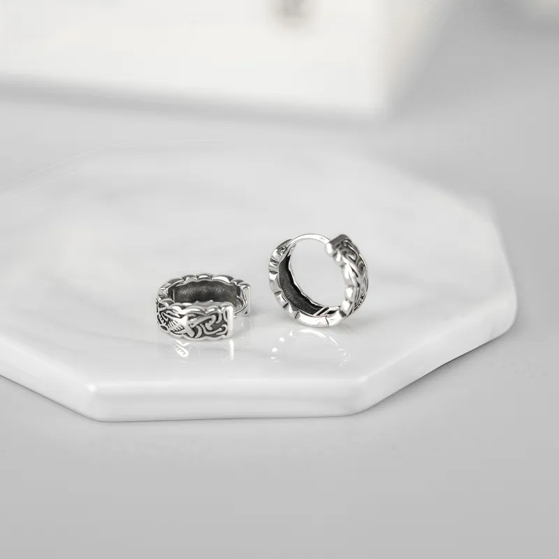 BKBU 925 Sterling Silver Titanium Steel Earrings Unisex-2