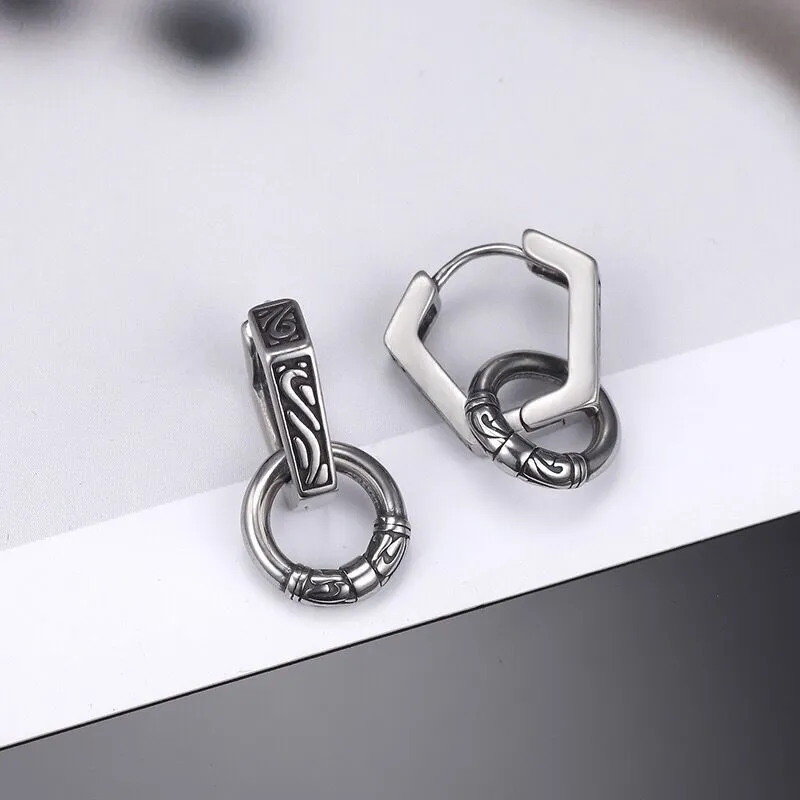 BKBU 925 Sterling Silver Needle Titanium Steel Earrings Unisex-6