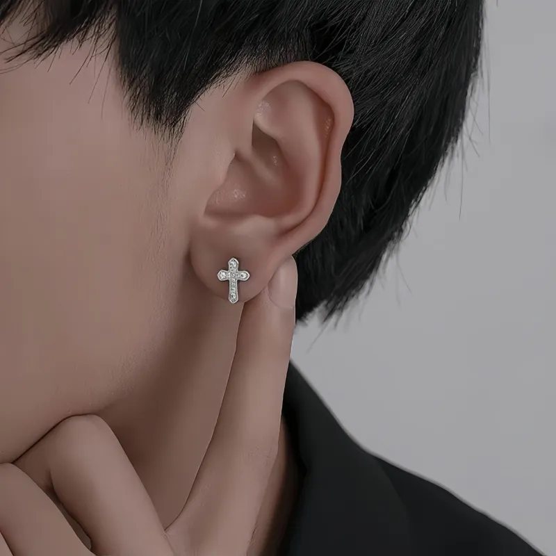 BKBU 925 Silver Needles Stud Earrings Unisex-1