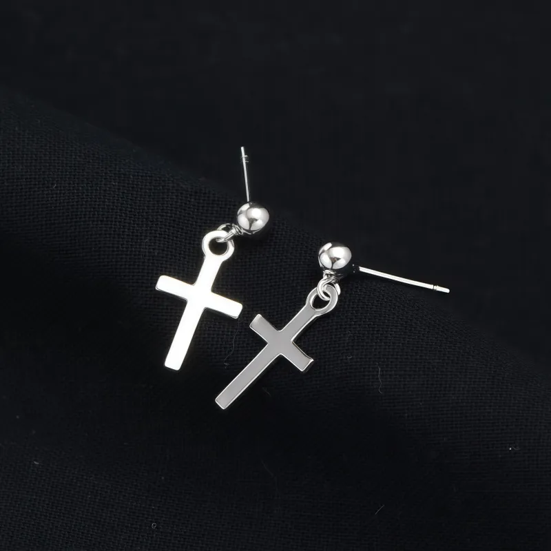 BKBU 925 Sterling Silver Needle Titanium Steel Earrings Unisex-4