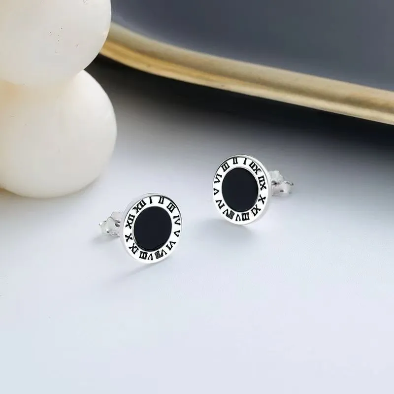BKBU 925 Sterling Silver Titanium Steel Stud Earrings Unisex-6