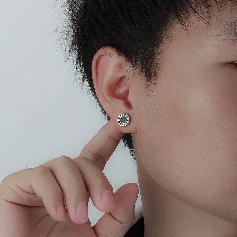 BKBU 925 Sterling Silver Titanium Steel Stud Earrings Unisex-4