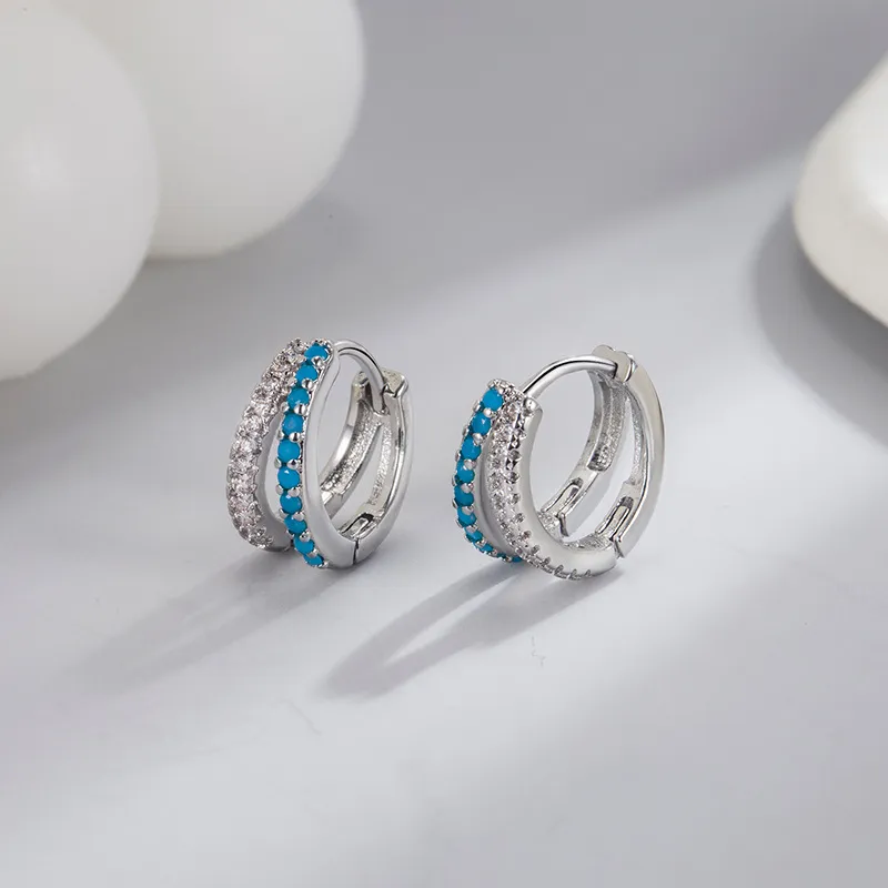 BKBU 925 Sterling Silver Needle Zircon Earrings Unisex-1