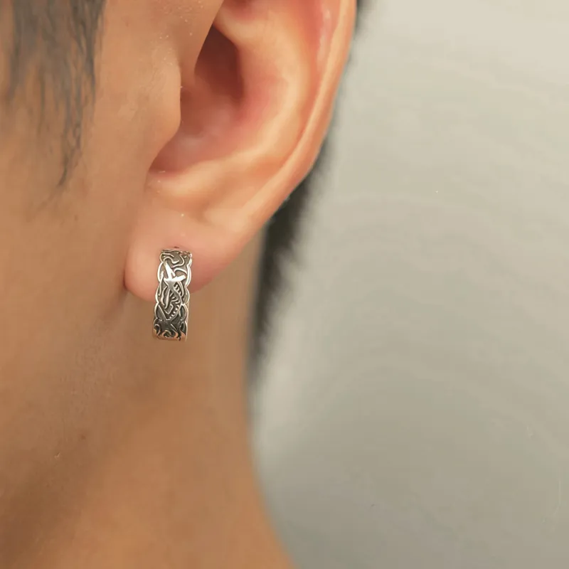 BKBU 925 Sterling Silver Titanium Steel Earrings Unisex-3
