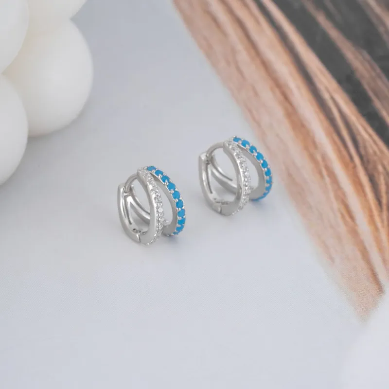 BKBU 925 Sterling Silver Needle Zircon Earrings Unisex-2