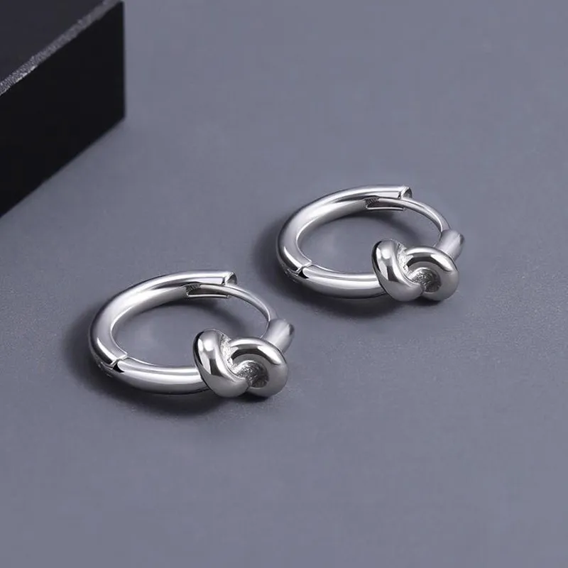 BKBU 925 Sterling Silver Needle Titanium Steel Earrings Unisex-1