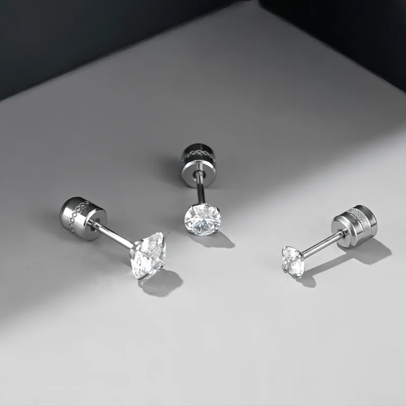 BKBU 925 Silver Needles Stud Earrings Unisex-5