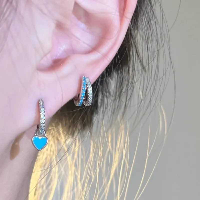 BKBU 925 Sterling Silver Needle Zircon Earrings Unisex-3