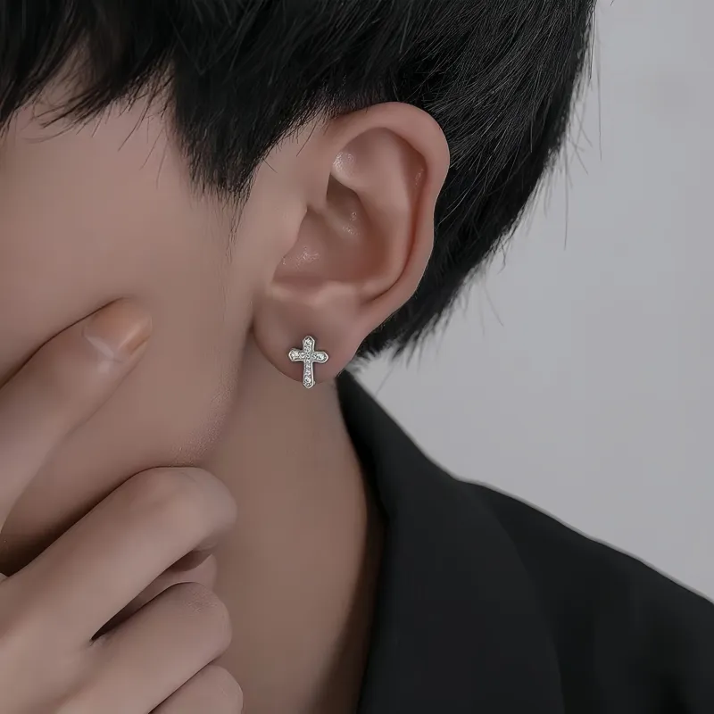 BKBU 925 Silver Needles Stud Earrings Unisex-2