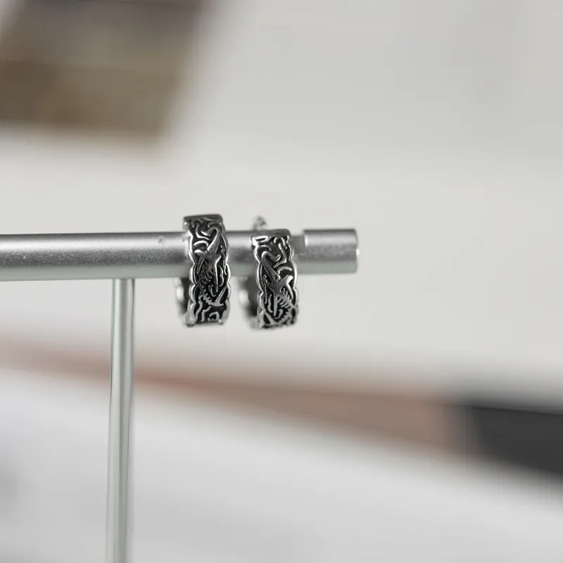 BKBU 925 Sterling Silver Titanium Steel Earrings Unisex-5