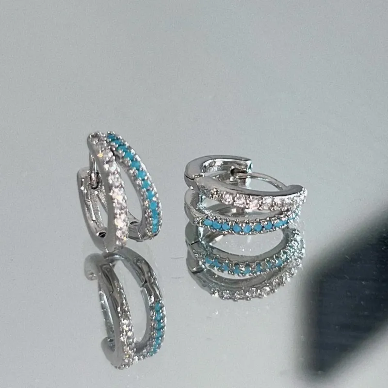 BKBU 925 Sterling Silver Needle Zircon Earrings Unisex-6