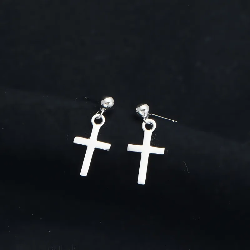 BKBU 925 Sterling Silver Needle Titanium Steel Earrings Unisex-5