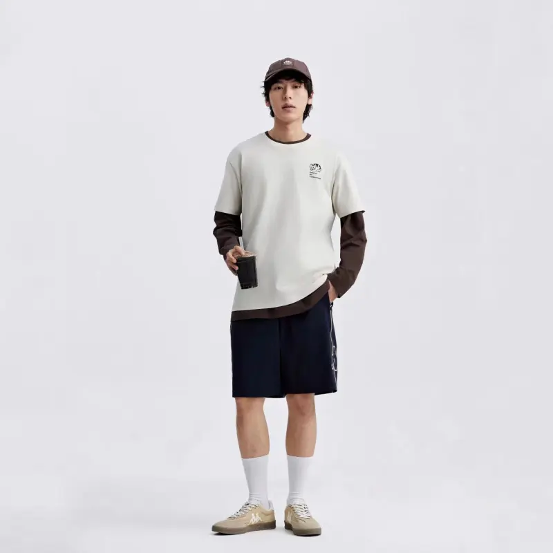 Kappa T Shirt Unisex Malt Beige Brown-4