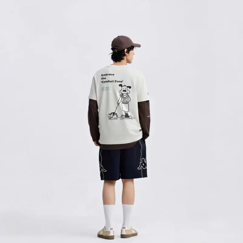 Kappa T Shirt Unisex Malt Beige Brown-5