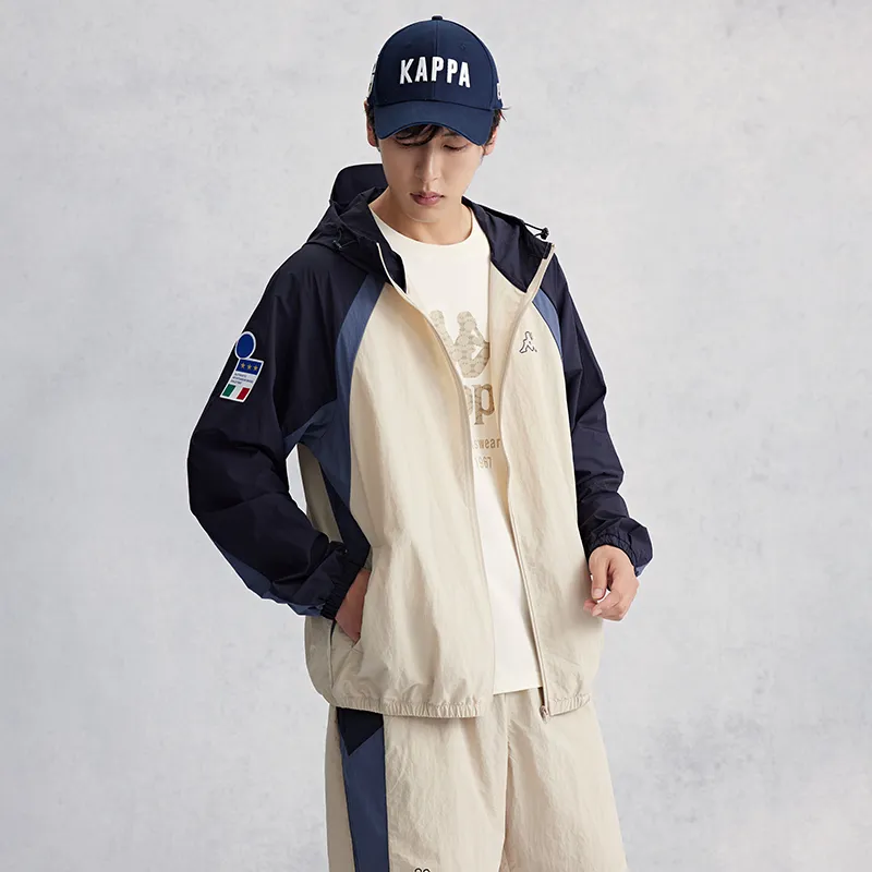 Kappa 1916 Series Windproof UV Protection Lightweight Windbreaker Jacket Unisex Khaki-4