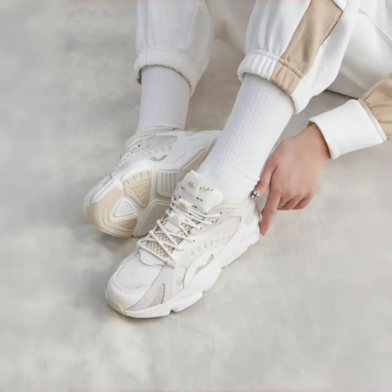 Kappa Anti Slip Wear Resistant Breathable Height Increasing Low Top Chunky Sneakers Unisex Heron Feather White-5