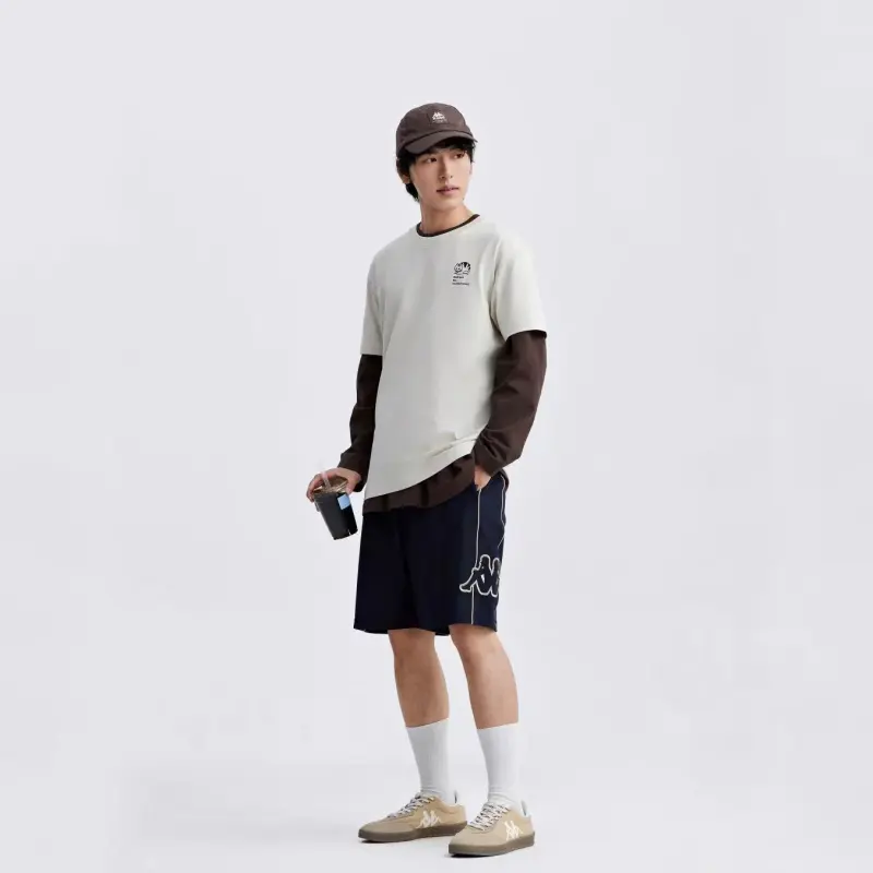 Kappa T Shirt Unisex Malt Beige Brown-2