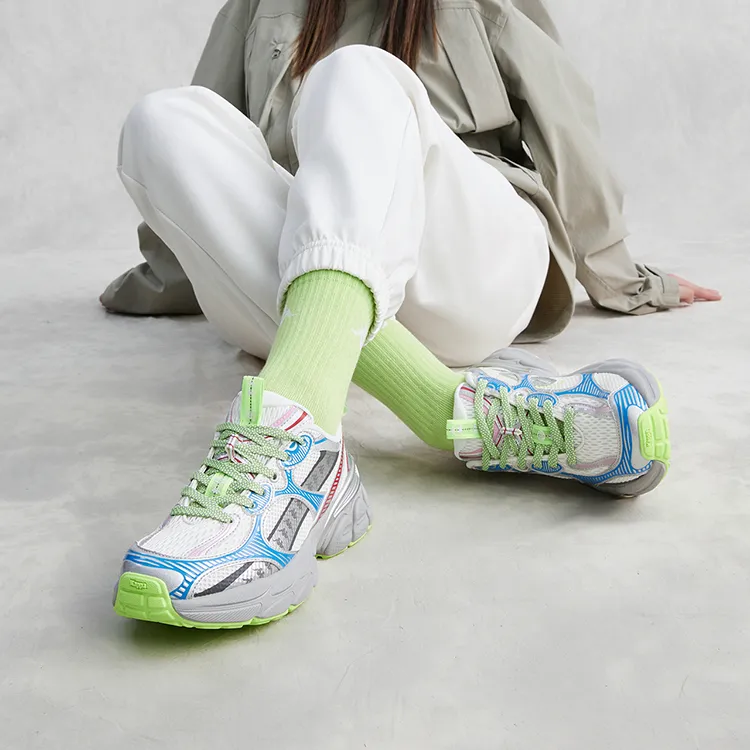 Kappa Wear Resistant Low Top Chunky Sneakers Unisex White Silver Blue-8