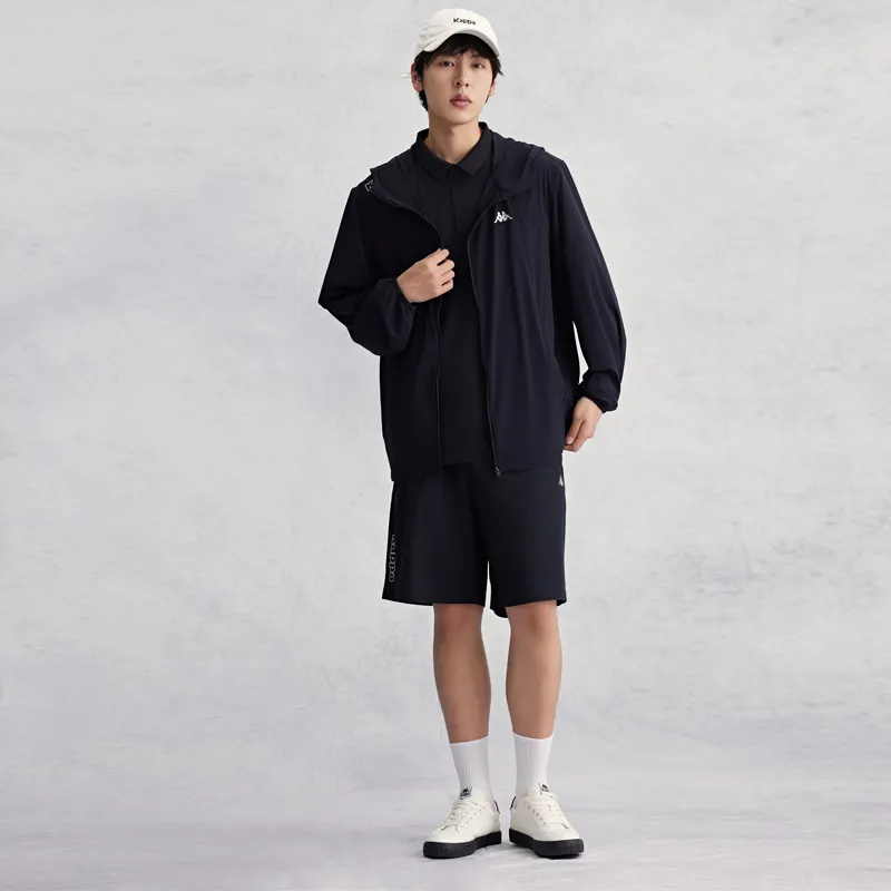 Kappa Windproof UV Protection Breathable Windbreaker Jacket Men's Black-5