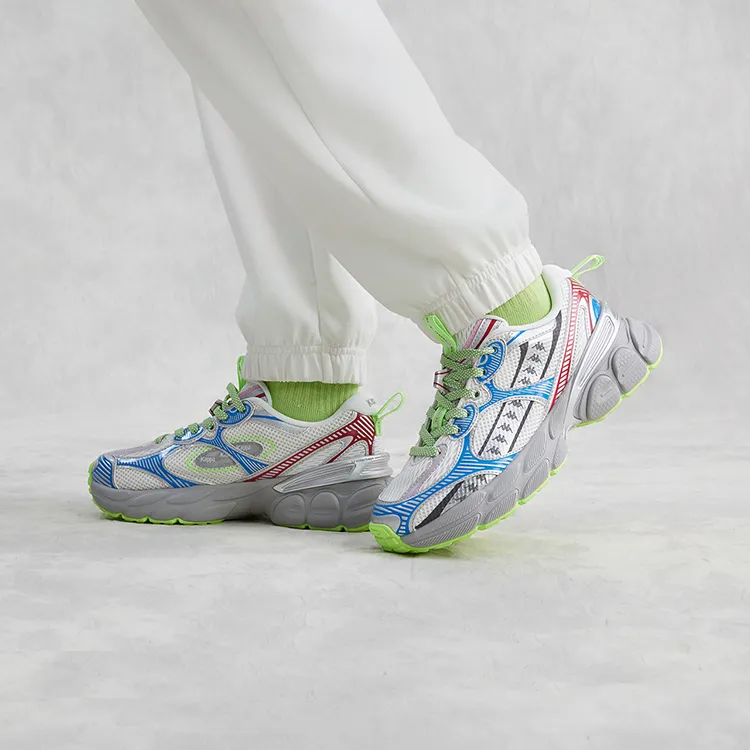 Kappa Wear Resistant Low Top Chunky Sneakers Unisex White Silver Blue-7
