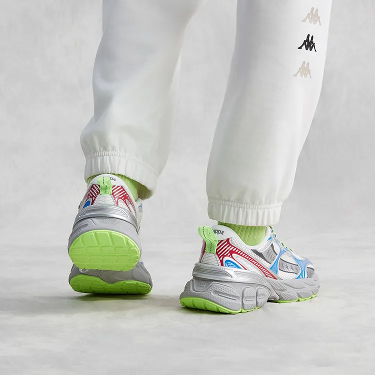 Kappa Wear Resistant Low Top Chunky Sneakers Unisex White Silver Blue-10