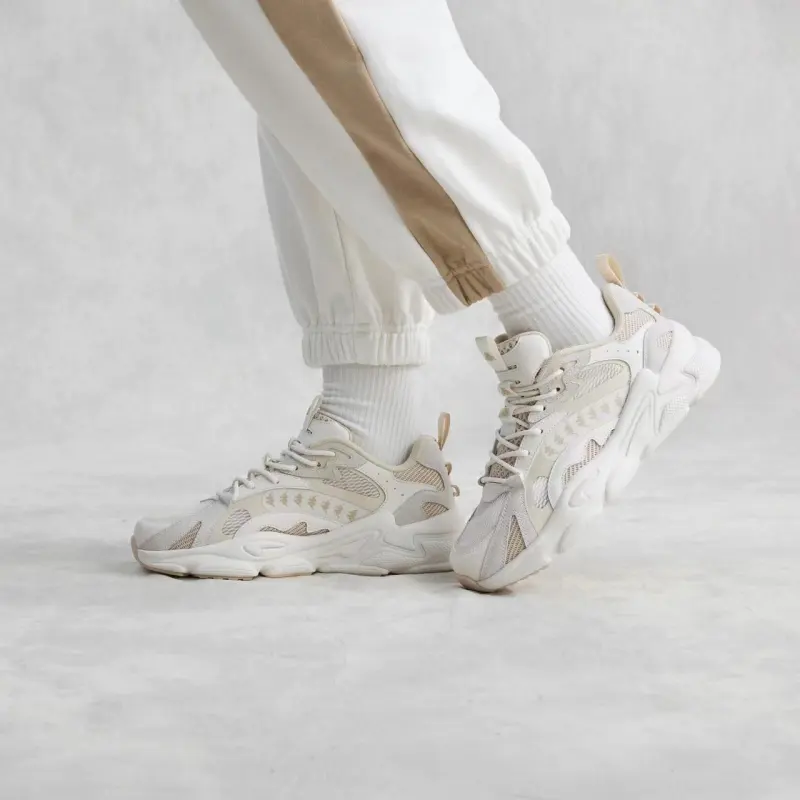 Kappa Anti Slip Wear Resistant Breathable Height Increasing Low Top Chunky Sneakers Unisex Heron Feather White-6