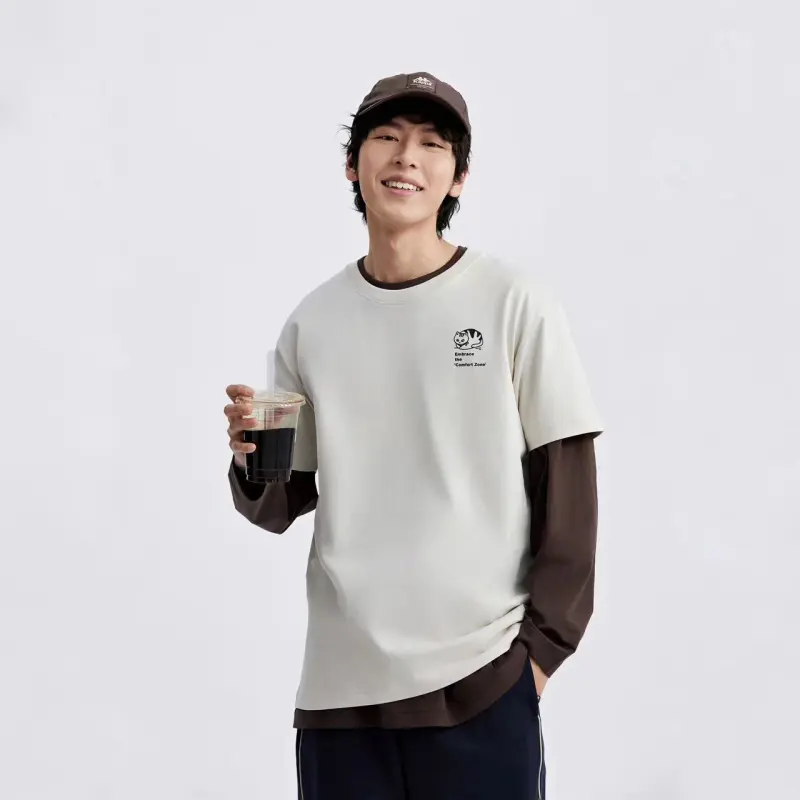 Kappa T Shirt Unisex Malt Beige Brown-3
