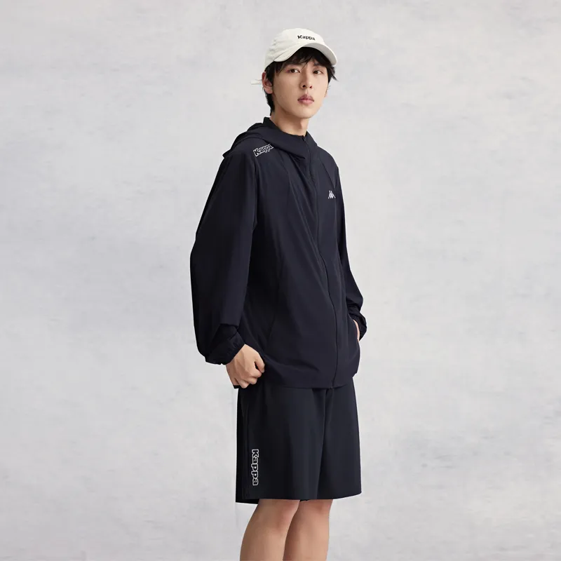 Kappa Windproof UV Protection Breathable Windbreaker Jacket Men's Black-4