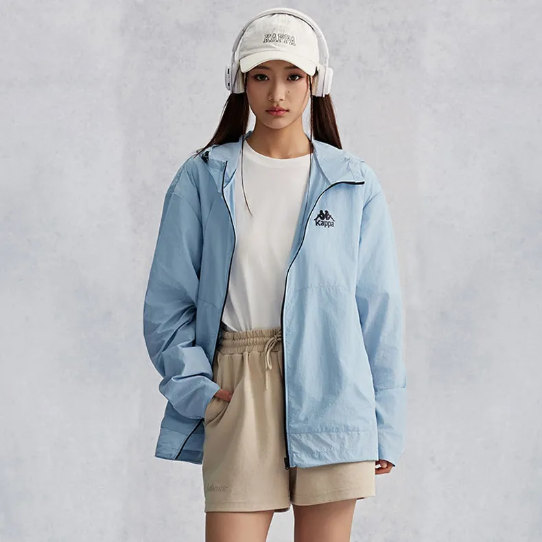 Kappa Summer Sun Protection Clothing Unisex Light Gray Blue-2