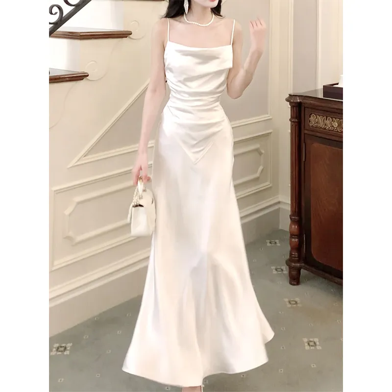 GJFD Silk Long Sleeved Cardigan With Satin Slip Dress Women's-7