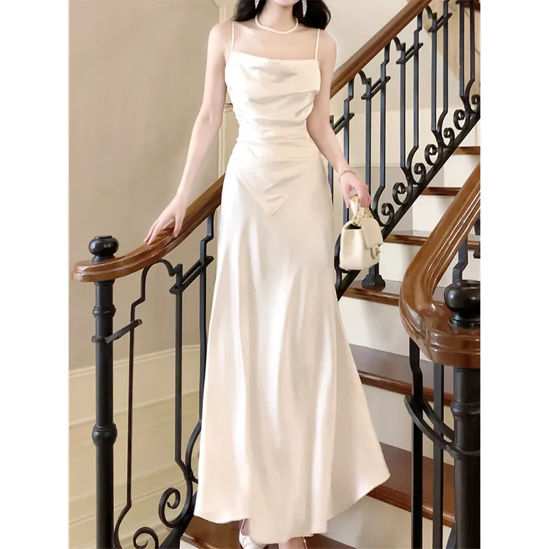 GJFD Silk Long Sleeved Cardigan With Satin Slip Dress Women's-4