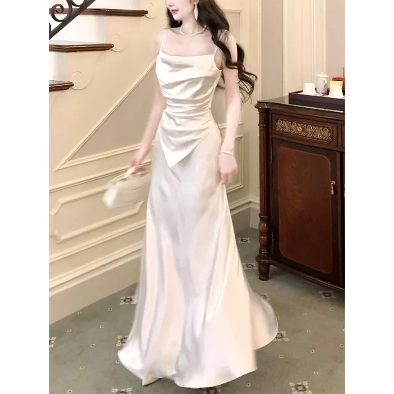 GJFD Silk Long Sleeved Cardigan With Satin Slip Dress Women's-6