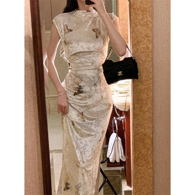 GJFD High Rise Slim Fit Dress Women's Shimmering Light Butterfly-4