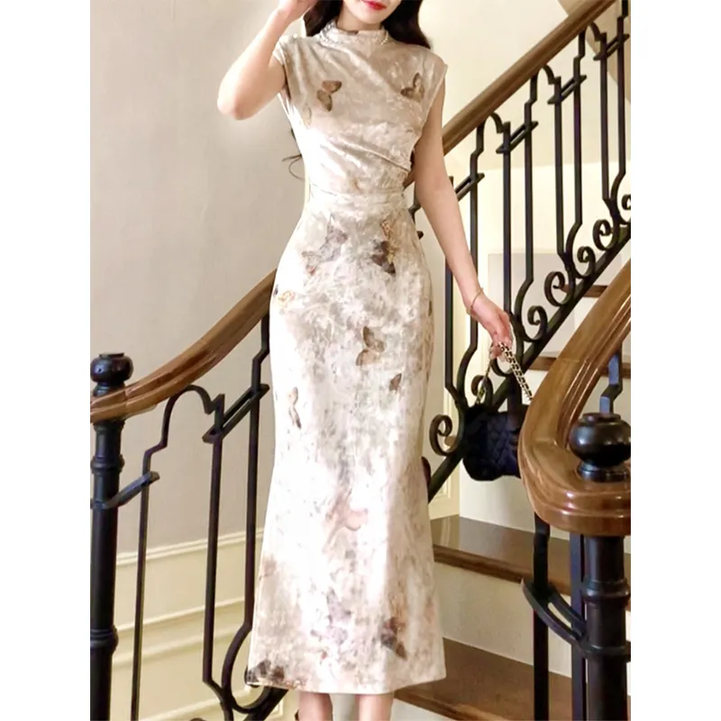 GJFD High Rise Slim Fit Dress Women's Shimmering Light Butterfly-2