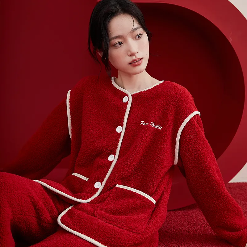Top Melon Pajama Set Women's Glaze Red-2