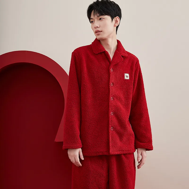 Top Melon Pajama Set Men's Glaze Red-2