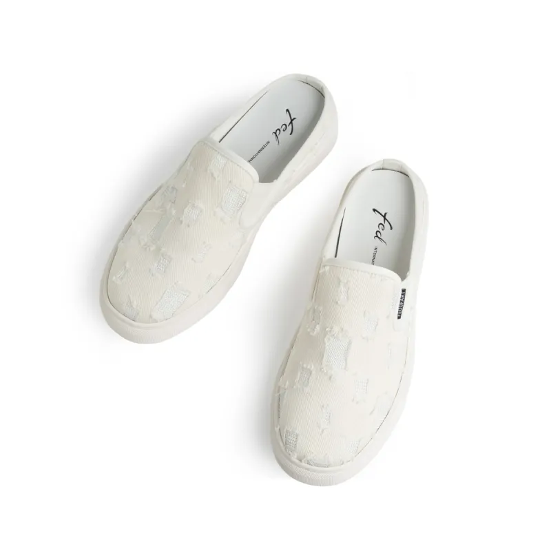 FED Slip Resistant Closed Toe Slippers Men's White-2
