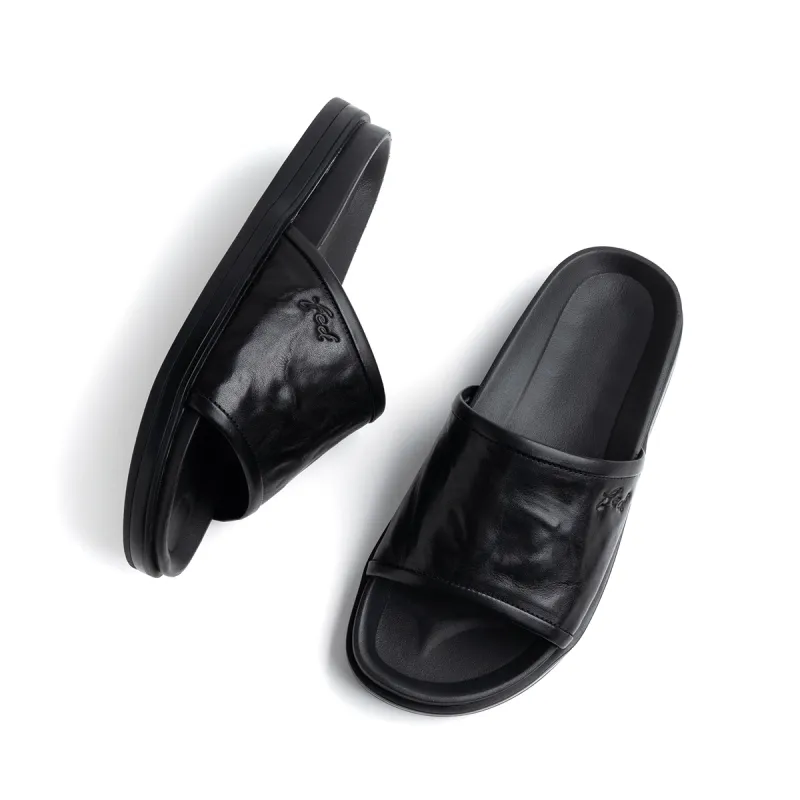 FED Rubber Foam Outsole Odor Resistant Quick Dry Slide Slippers Men's Black-4