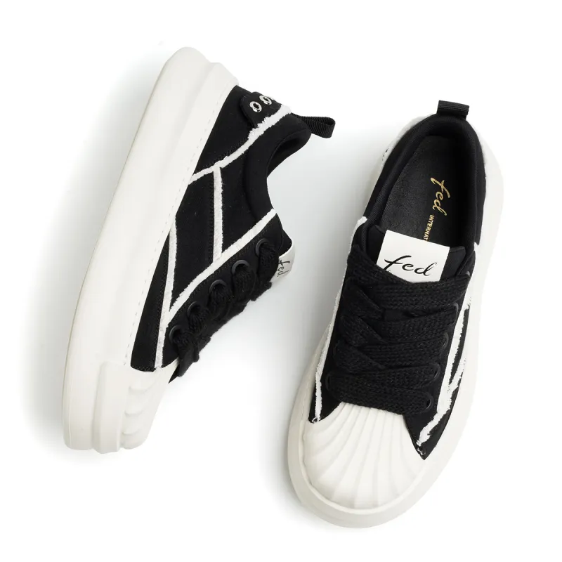 FED Low Top Skateboard Shoes Men's Black-4