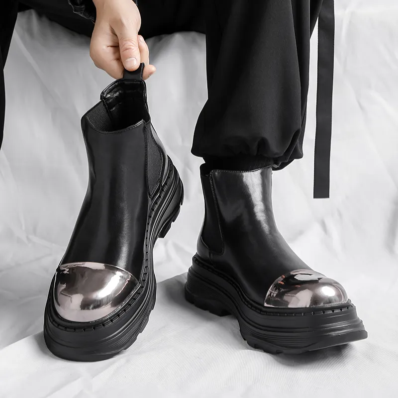 GIHO Chelsea Boots Men Silvery White-2