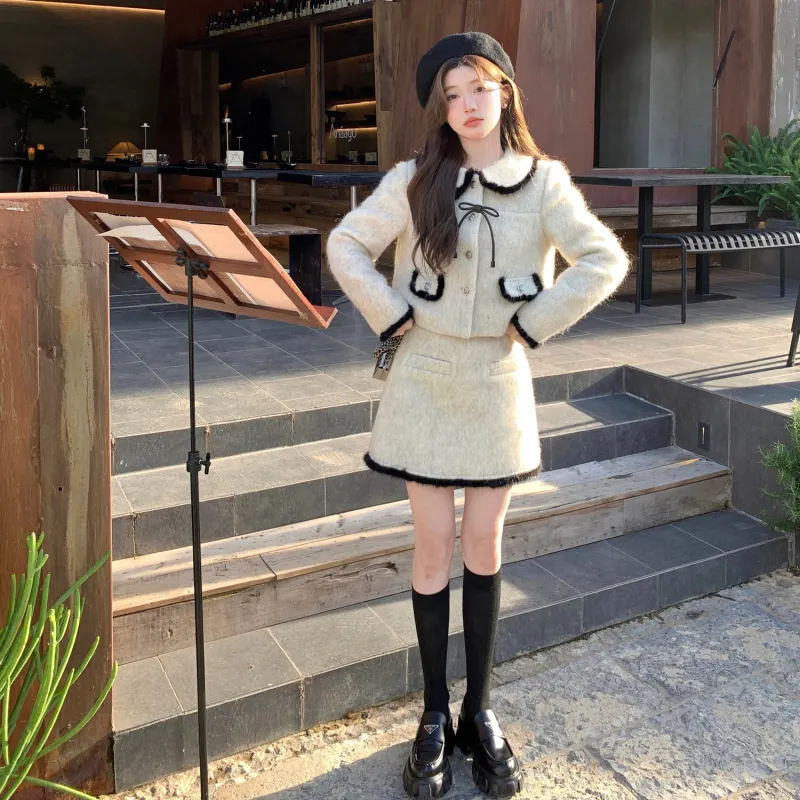 Lookinto Skirt Set Women's Beige-2