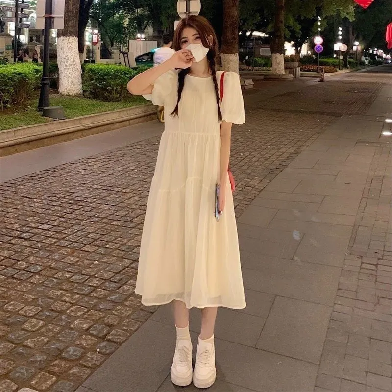 Lookinto Short-Sleeved Dresses Women's Apricot-5