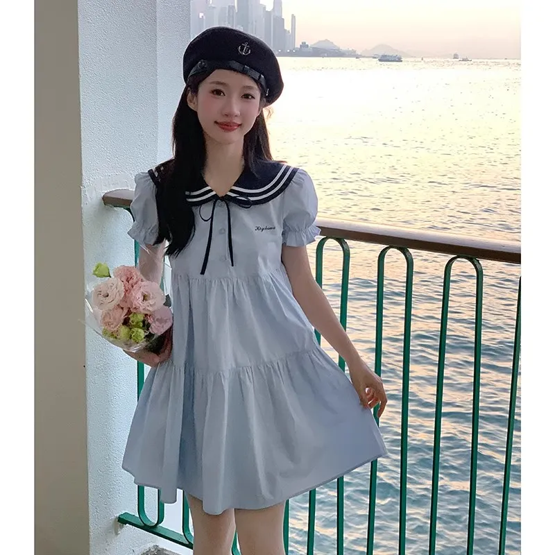 Lookinto Short-Sleeved Dresses Women's Light Blue-2