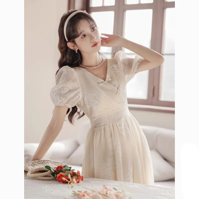 Lookinto Short Sleeved Dresses Women's Apricot-6