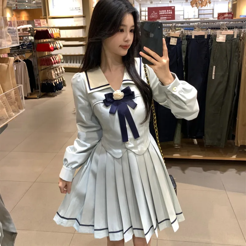 Lookinto Long-Sleeved Dresses Women's Blue-2