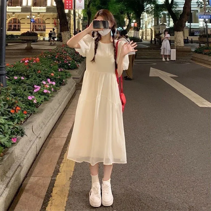 Lookinto Short-Sleeved Dresses Women's Apricot-2